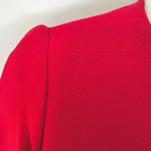 Oscar de la Renta Wool Silk Mini Sheath Dress Flared Sleeves Red Size 16 - Picture 14 of 16